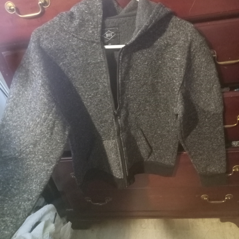 Boys fleece zipper hooded jacket